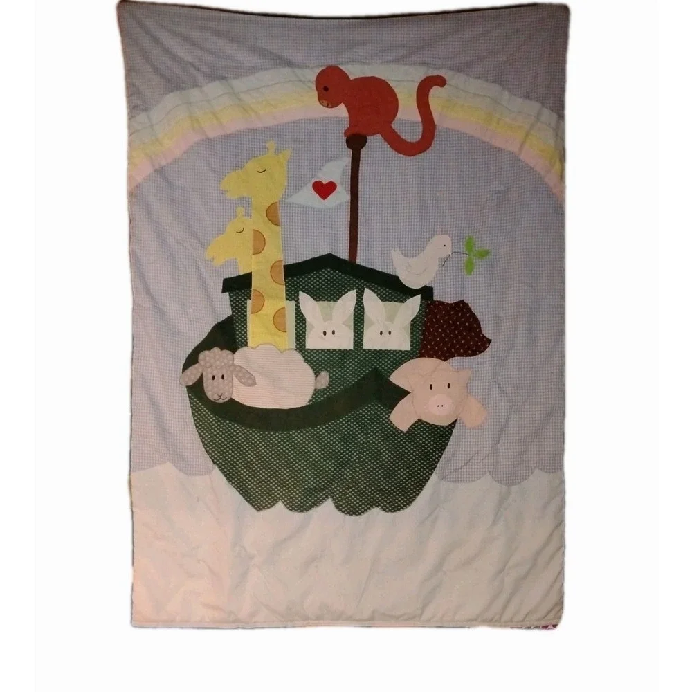 Noah's Ark Applique Quilt Baby Toddler  Unisex Rainbow‎ Animals